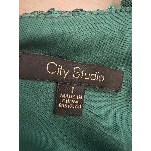 City studio green sequin fringe v-neck gown formal prom emerald - Picture 7 of 8